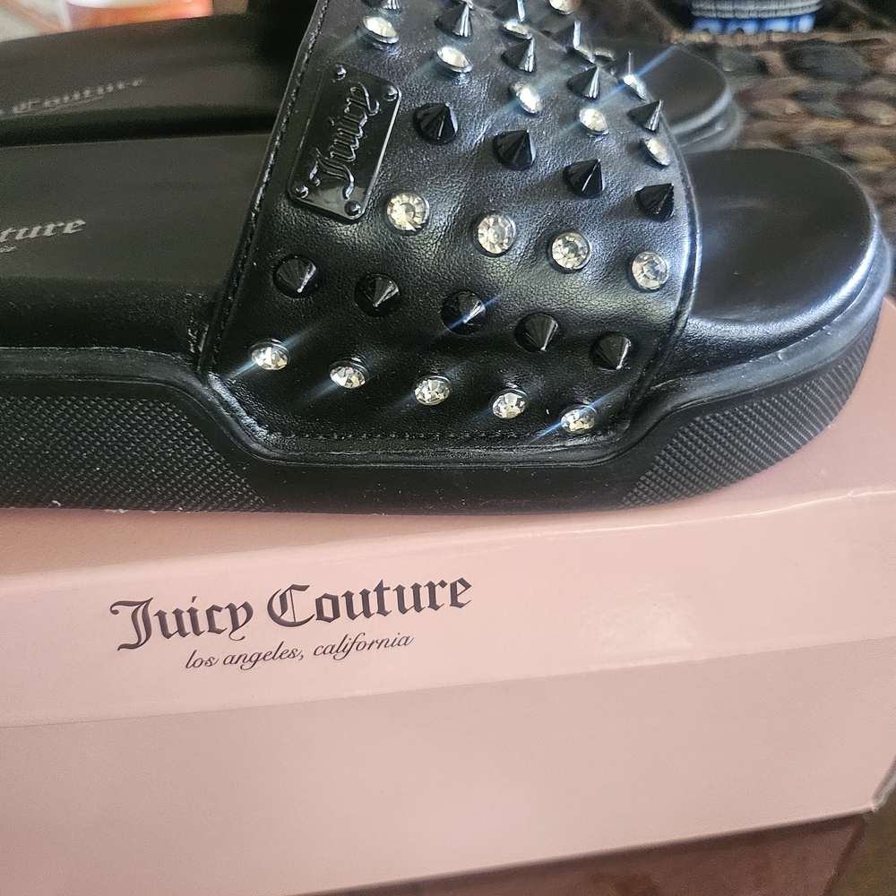 Juicy Couture Black Studded Slides